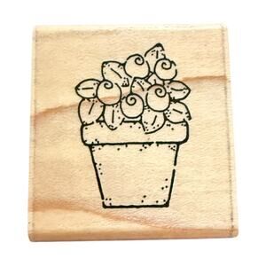 JRL Design Flowers In A Flower Pot Rubber Stamp